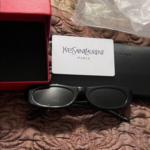 Yves Saint Laurent Black Rectangular Sunglasses